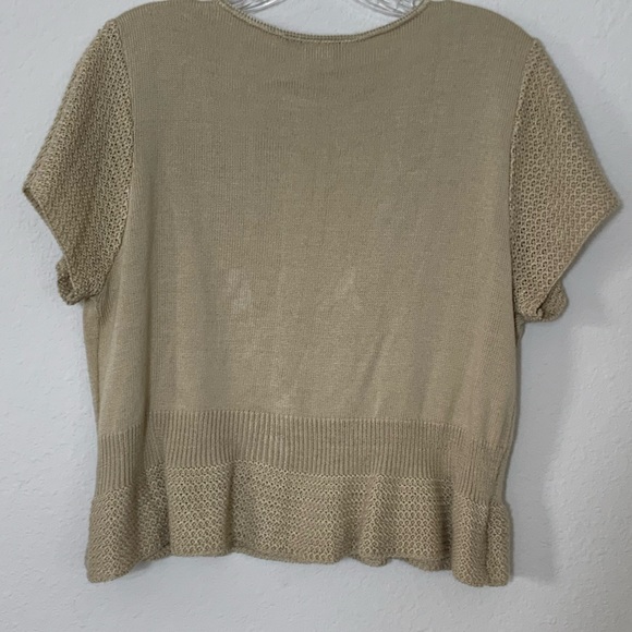 Two One Two New York Short Sleeve Knit Crochet Cardigan Sweater size XLG - Picture 5 of 9